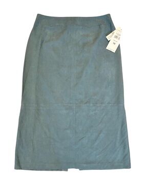Vintage Women’s 10 Norton Studios Faux Suede Teal Blue Skirt 80s 90s NWT